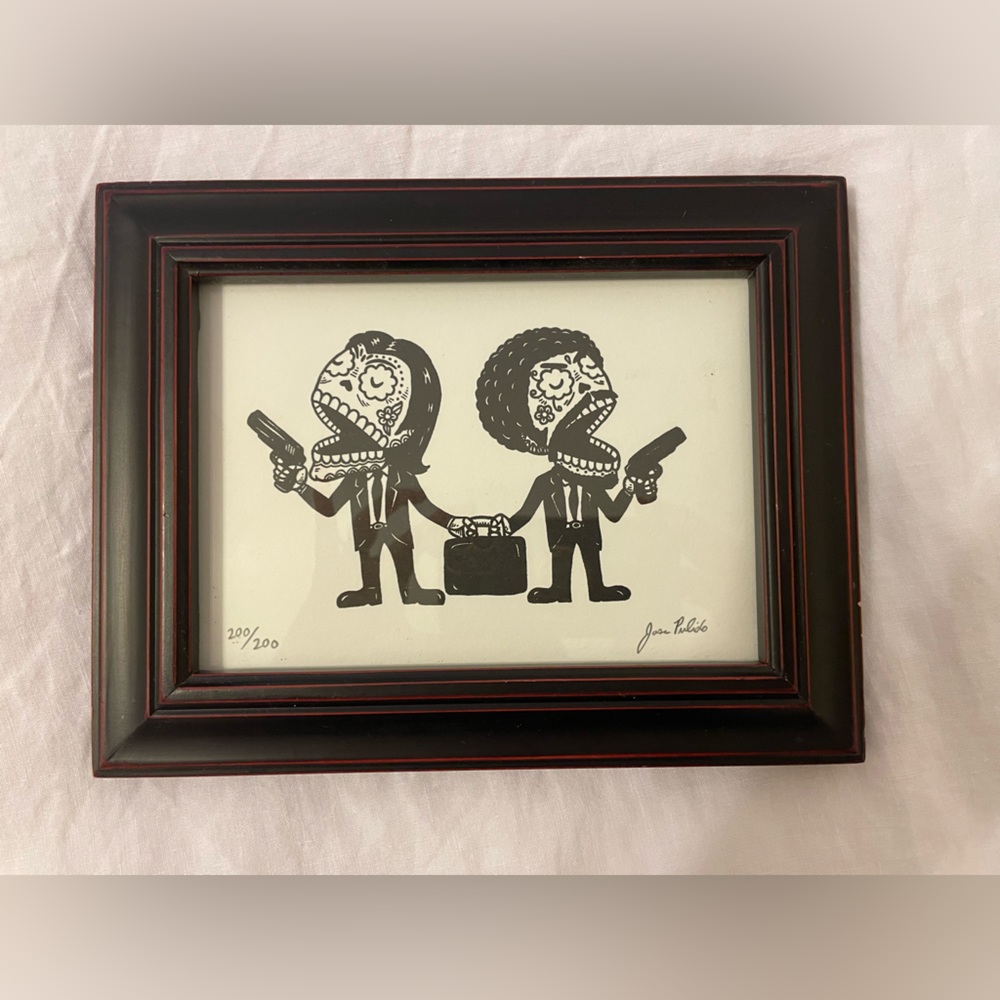 Framed Pulp Fiction Calaveras Limited Edition Gocco Serigraph